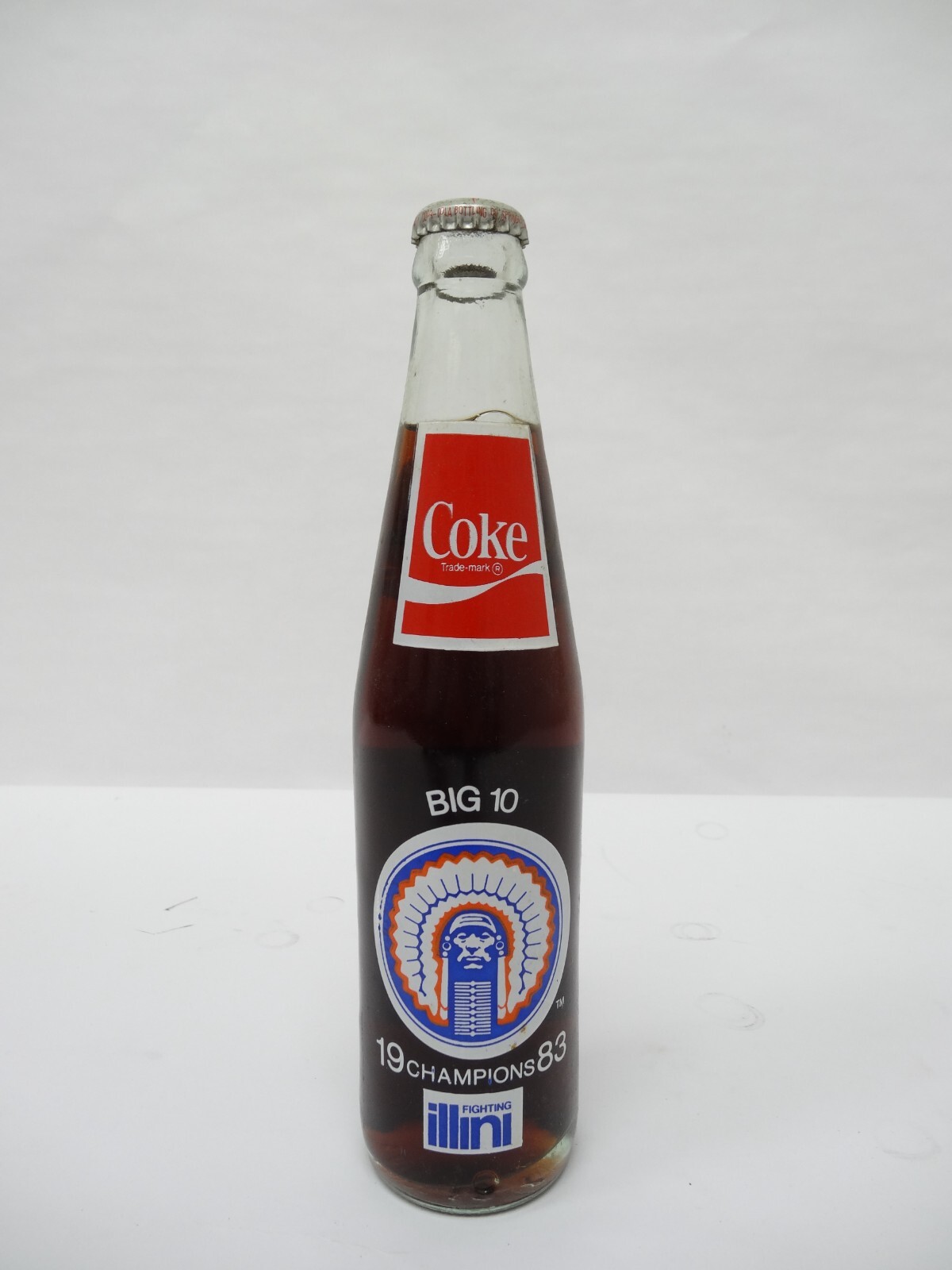 1983 Rose Bowl Big Ten Champ Illinois Fighting Illini 10oz Coke Coca-Cola Bottle