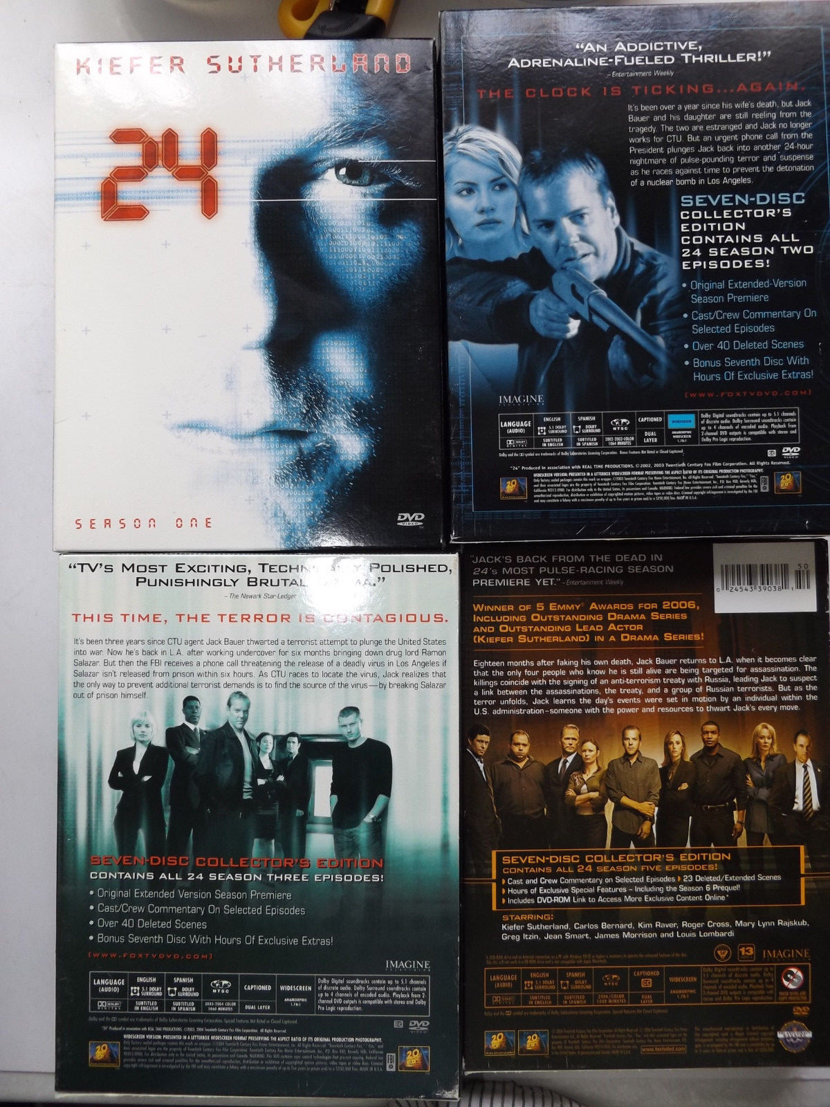 24 KIEFER SUTHERLAND DVD LOT SEASONS 1, 2, 3, 5 INSTANT COLLECTION GOOD USED