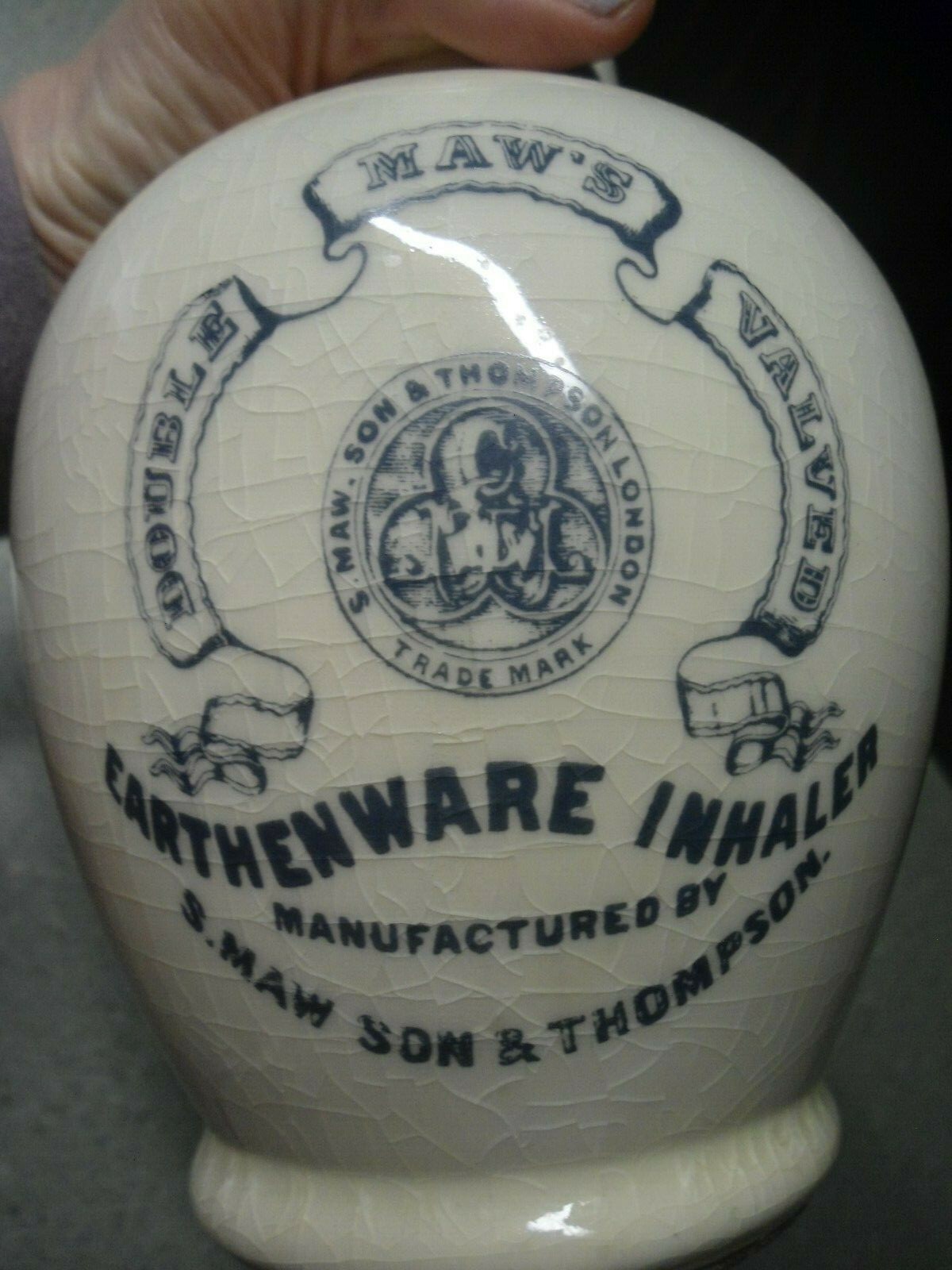 Vintage Pottery Inhaler S Maw Sons & Thompson London Double Valved Apothecary