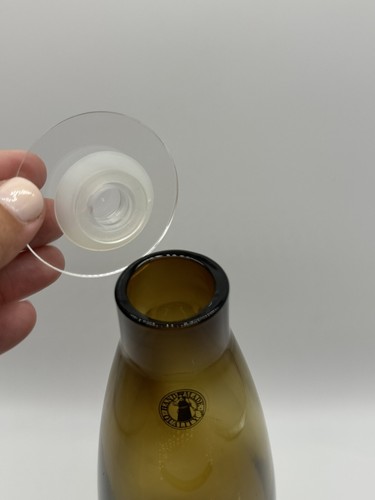 IKEA Retired MILDRA Glass Bottles w/ stoppers, Handmade 11" Tall MCM Style, Pair