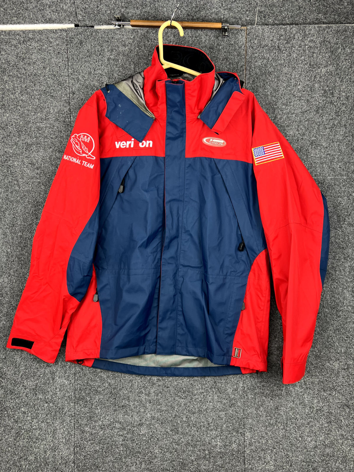 KARBON Red Blue  Ski Snowboarding Lined Jacket Mens M. U.S.A. Luge National Team
