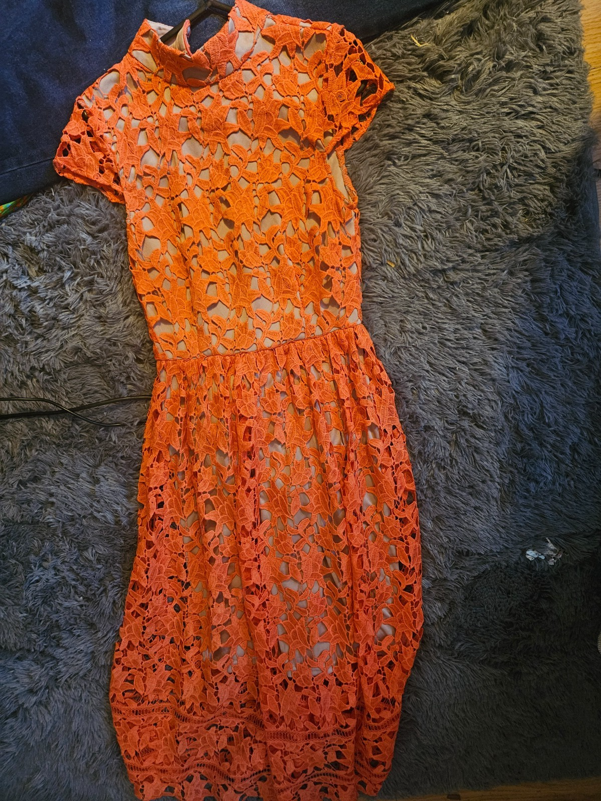 Bohoo Elle lace  High Neck Lace Skater Dress, Size 6 - NWT
