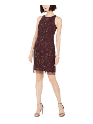 

ADRIANNA PAPELL Женское фиолетовое коктейльное платье-футляр выше колена фиолетового цвета с короткими рукавами, Фиолетовый