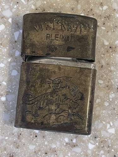 Vintage 1969 Zippo Vietnam War Era PLEIKU 69-70 Military Lighter