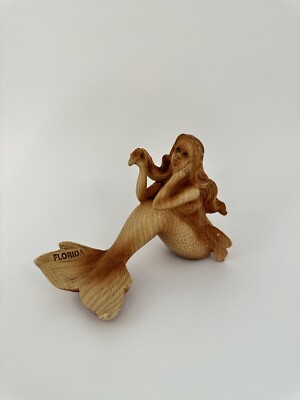 Mermaid Sitting Down Resin Nautical Mythical Figurine Florida Souvenir