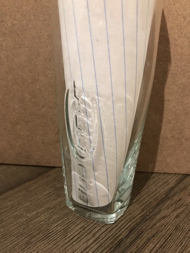 Two (2) Bud Light Clear Etched Beer Glasses 20 oz 7” Tall Square Base MINT