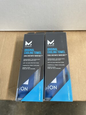 Lot of 2 Blue Mission Hydro Active MAX Instant Cooling Towel  10'' x 33''