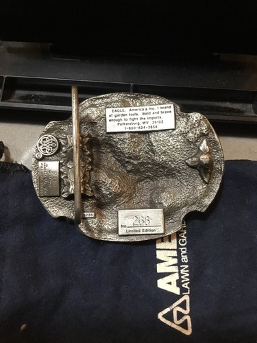 Vtg Limited Edition 1987 Ames Belt Buckle Serial #268 Flying Eagle