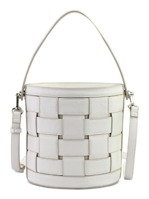 

ALFANI Женская белая сумка-мешок из искусственной кожи золотистого цвета через плечо с фурнитурой, Белый, 10011815000