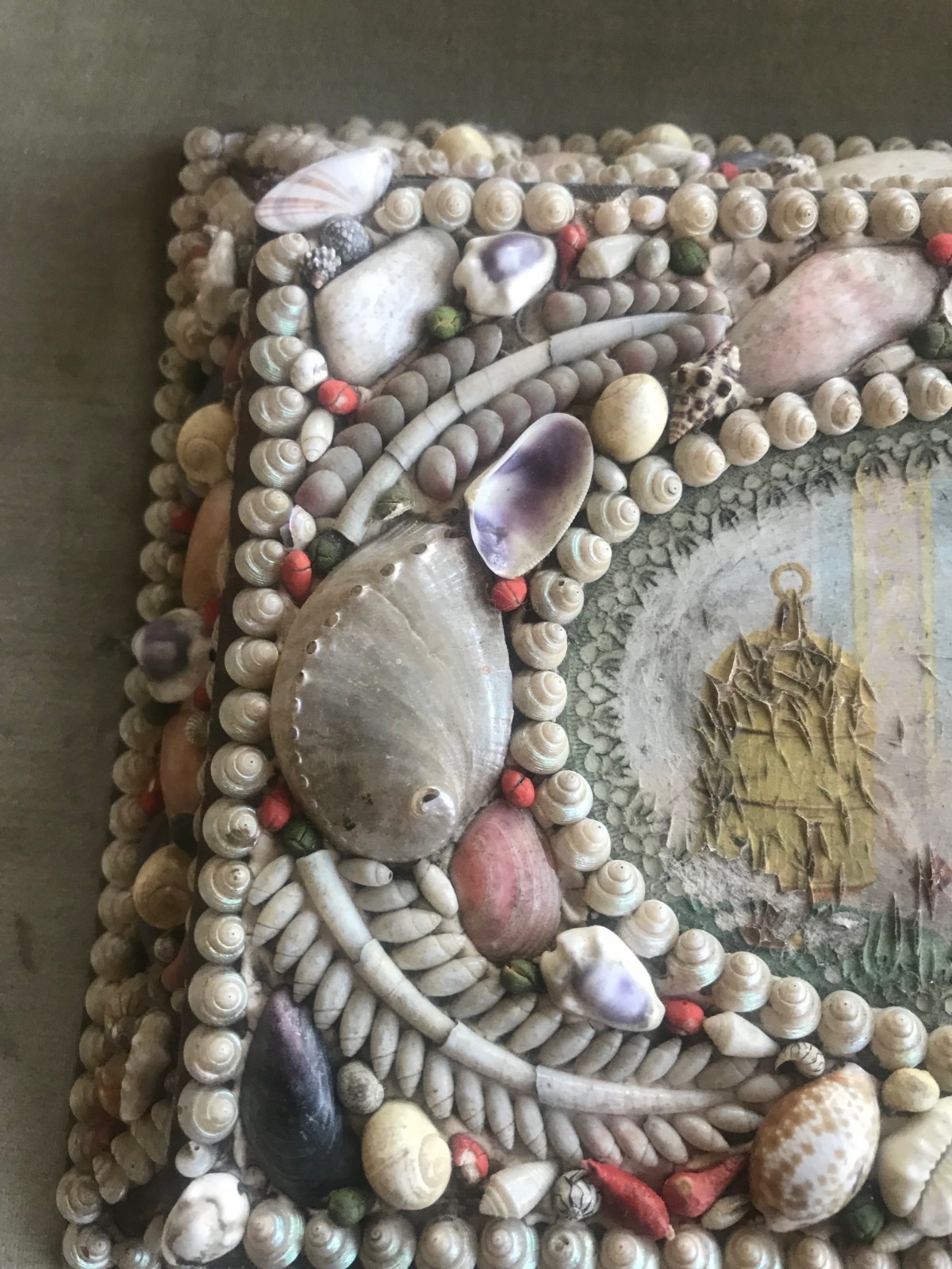 Antique 1800's Sailors Valentine Shell Decorated Box - Maritime Folk Art