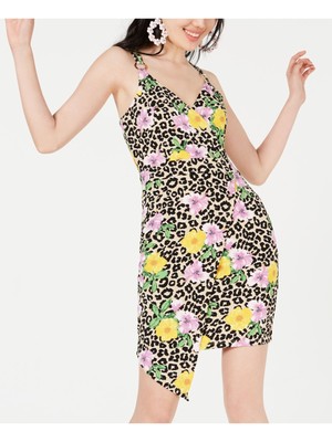 

Женское бежевое короткое платье с запахом на тонких бретелях ALMOST FAMOUS Вечернее платье, Бежевый