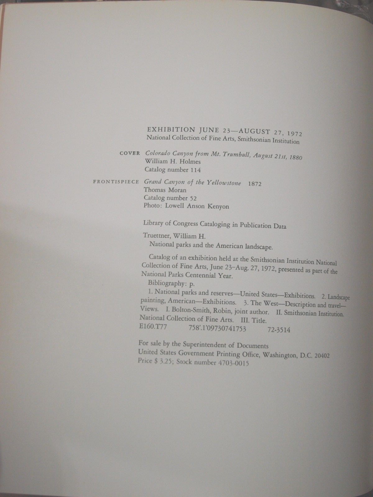 National Parks and the American Landscape, 1972, National Collection of Fine Art