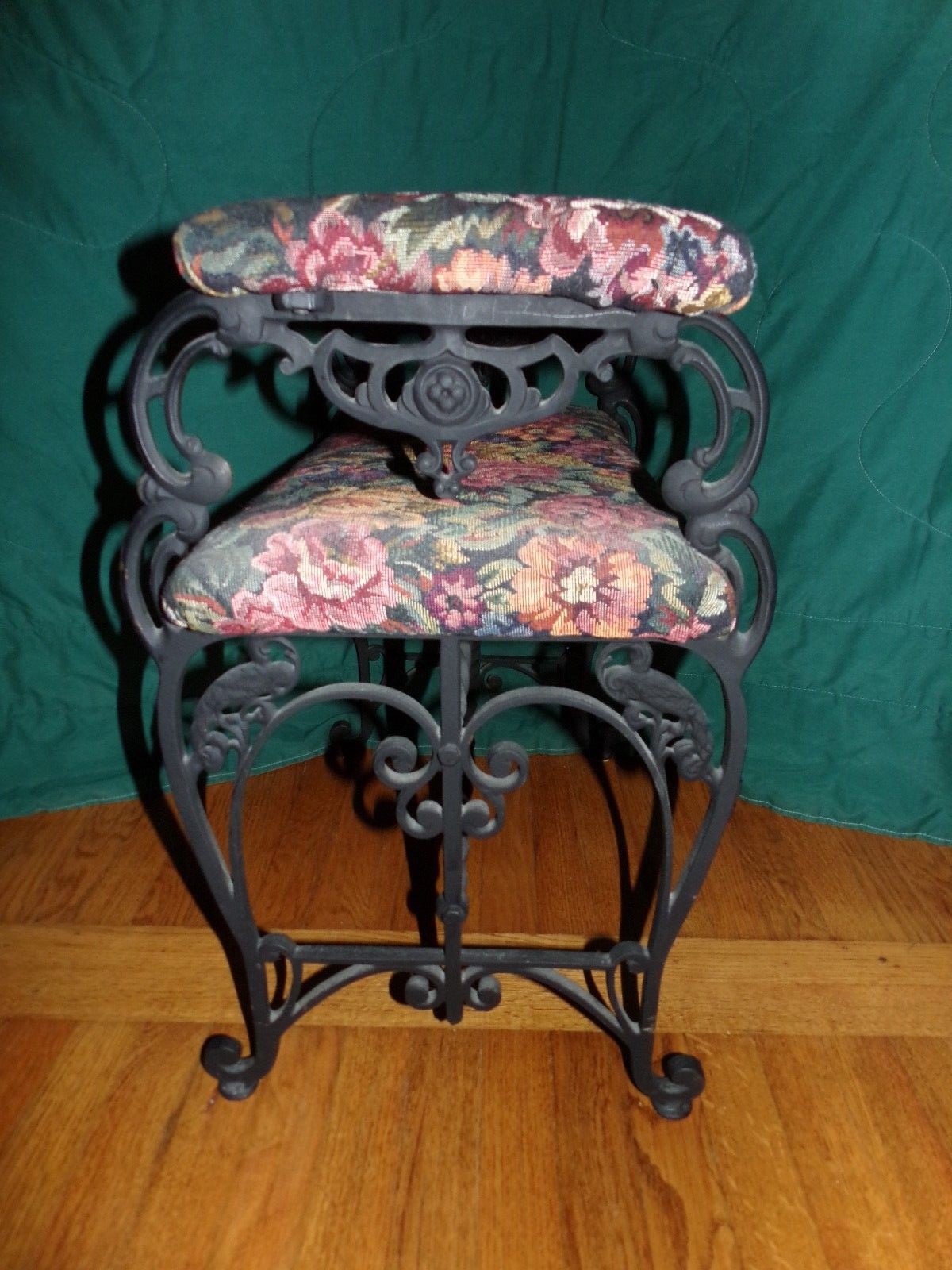 Vintage Victorian Cast Iron Bench With Side Arms Ornate Cast Iron Frame