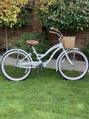 CHEETAH Ladies californian Beach Cruiser Bike 26” White / Pink