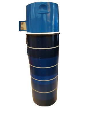 VINTAGE 1973 KING-SEELEY THERMOS*13''TALL(1 QUART)*BLUE PLAID*VERY GOOD CONDITION