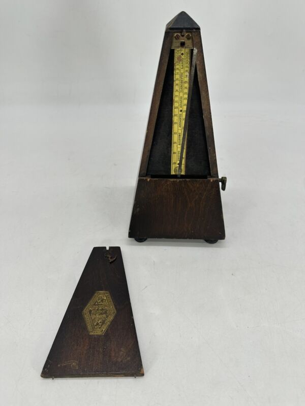 Vintage 9” Antique Wooden Manual Weighted Metronome De Maelzel Musician Gift