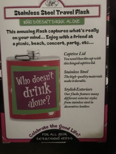 Stainless Steel Travel Flask 7oz Who Doesn’t Drink Alone Purple/ Green/ Pink