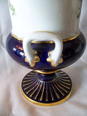 MEISSEN COBALT BLUE DOUBLE HANDLED 9.5