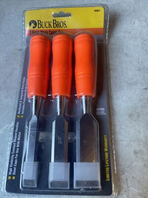 Buck Bros. 3 Piece Wood Chisel Set - USA 1/2'' 3/4'' 1'' 40601 Preowned But Unused