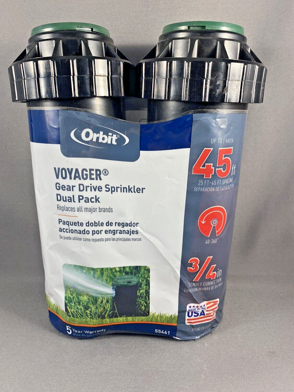 Orbit Voyager Gear Drive Sprinkler Dual Pack 25' to 52' radius 5500 Series