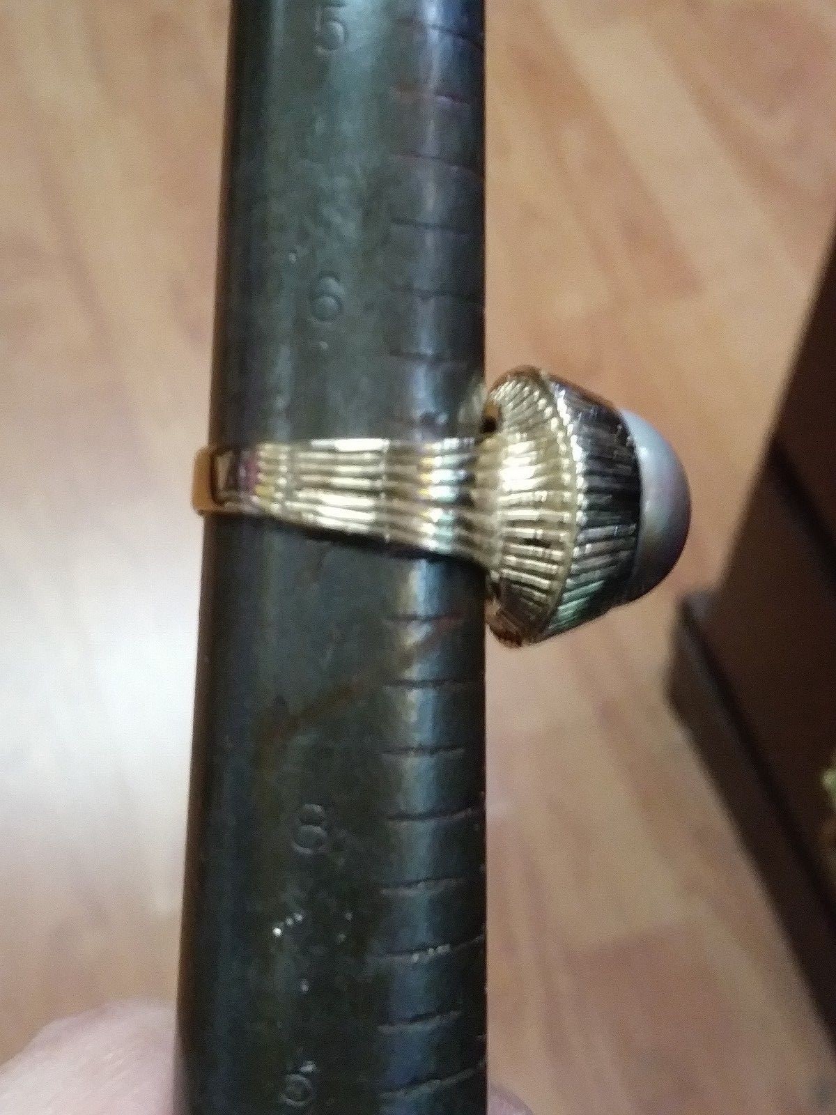 VINTAGE 14KT GREY PEARL RING SIZE 7 10GRAMS