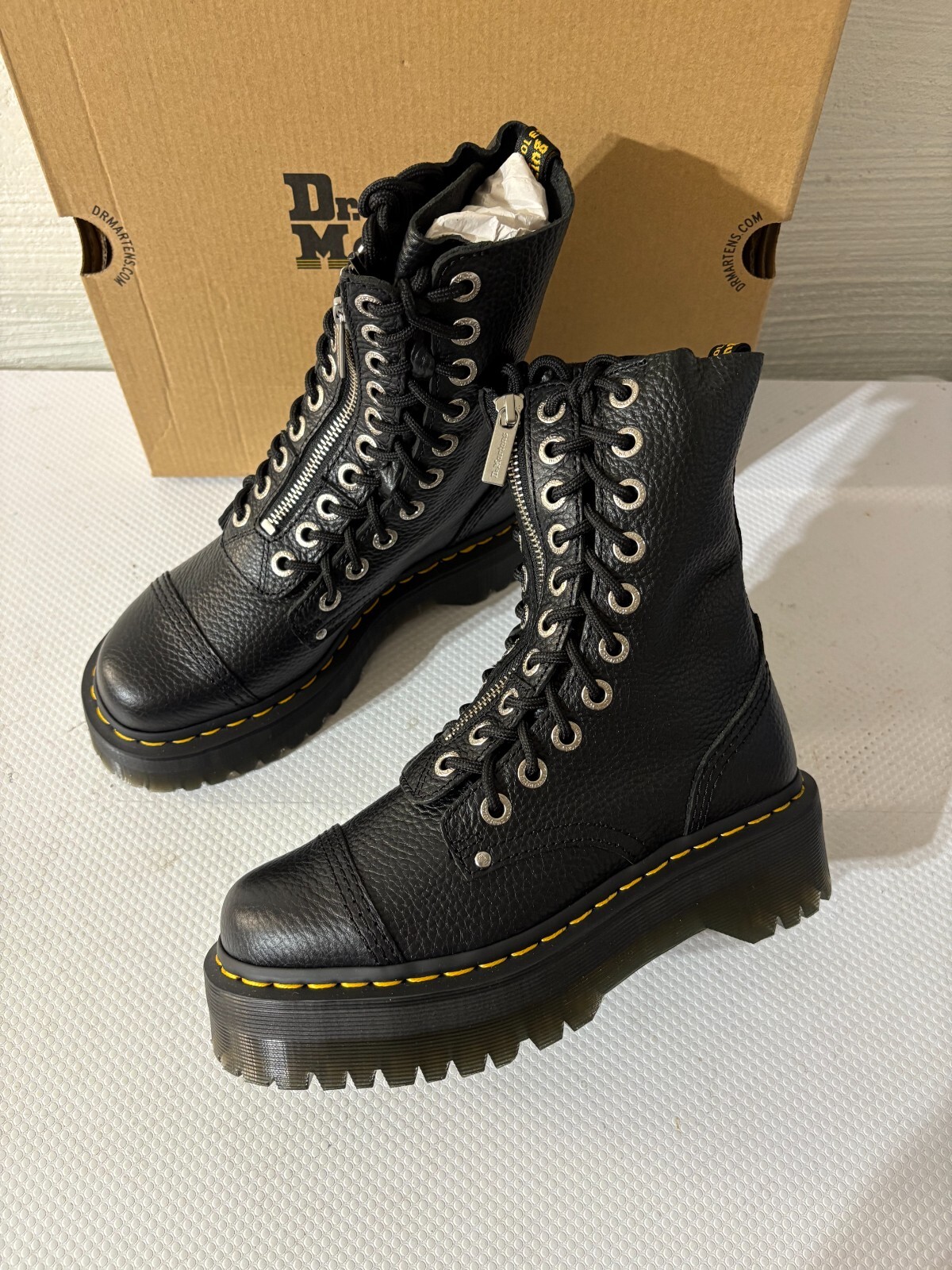 DR. MARTENS SINCLAIR HI MAX MILLED NAPPA LEATHER PLATFORM