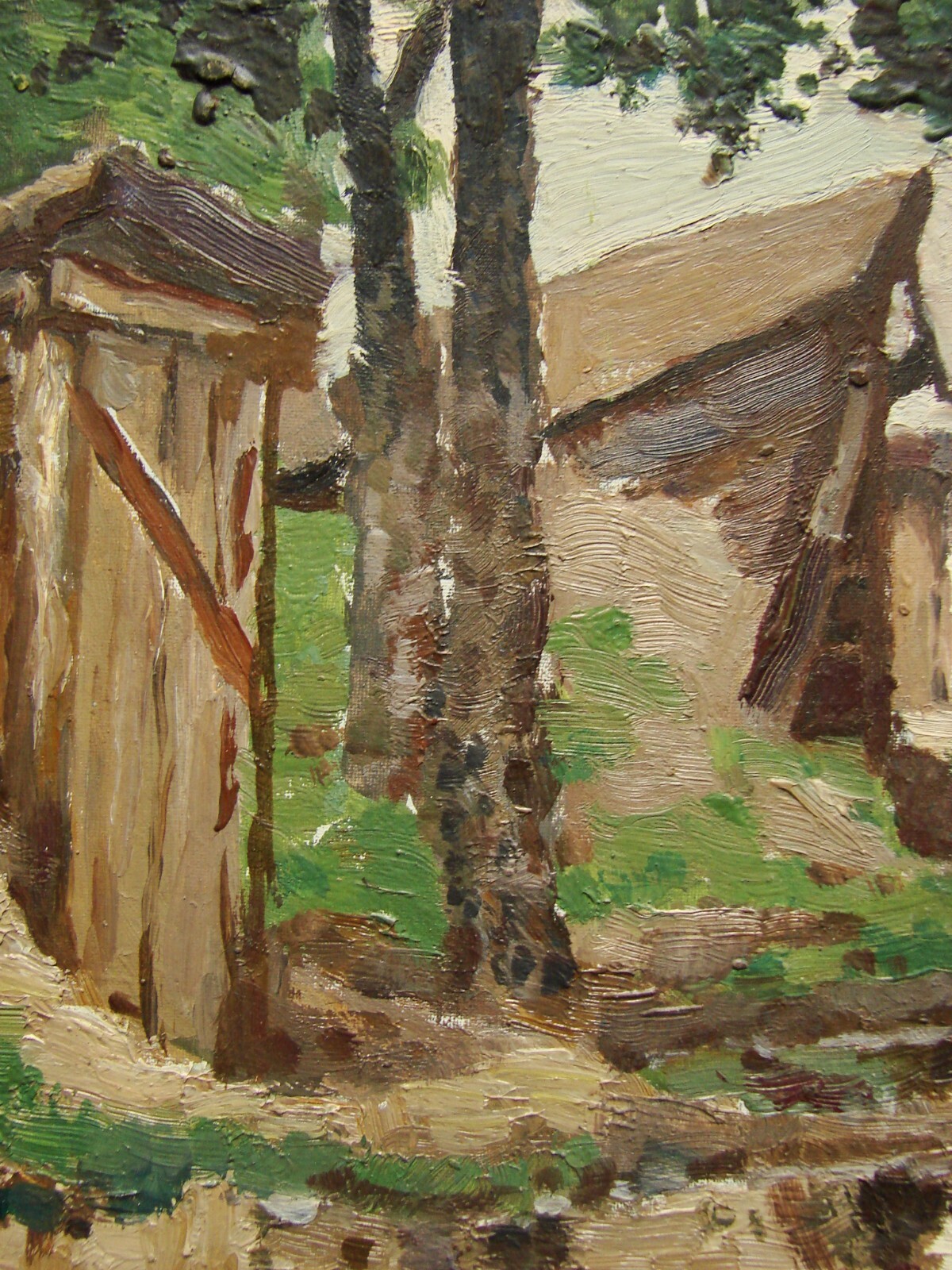 Ukrainian Soviet Oil Painting realism impressionism architecture after rain