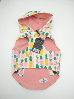 LUCY & CO Dog Rain Coat Poolside Chillin Pineapples Reversible MANY SIZES NEW