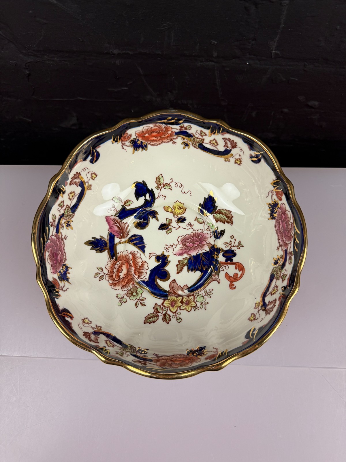Masons Mandalay Blue Footed Fruit Serving Bowl 21 cm Wide 9 cm High