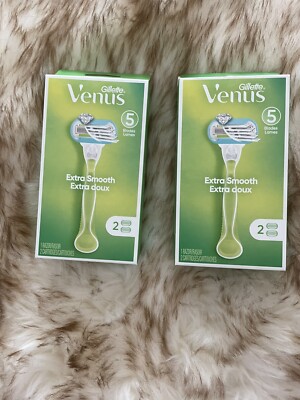 2 Boxes - Gillette Venus Extra Smooth 5-Blade Women's Razor W/ 2 Cartridges -New
