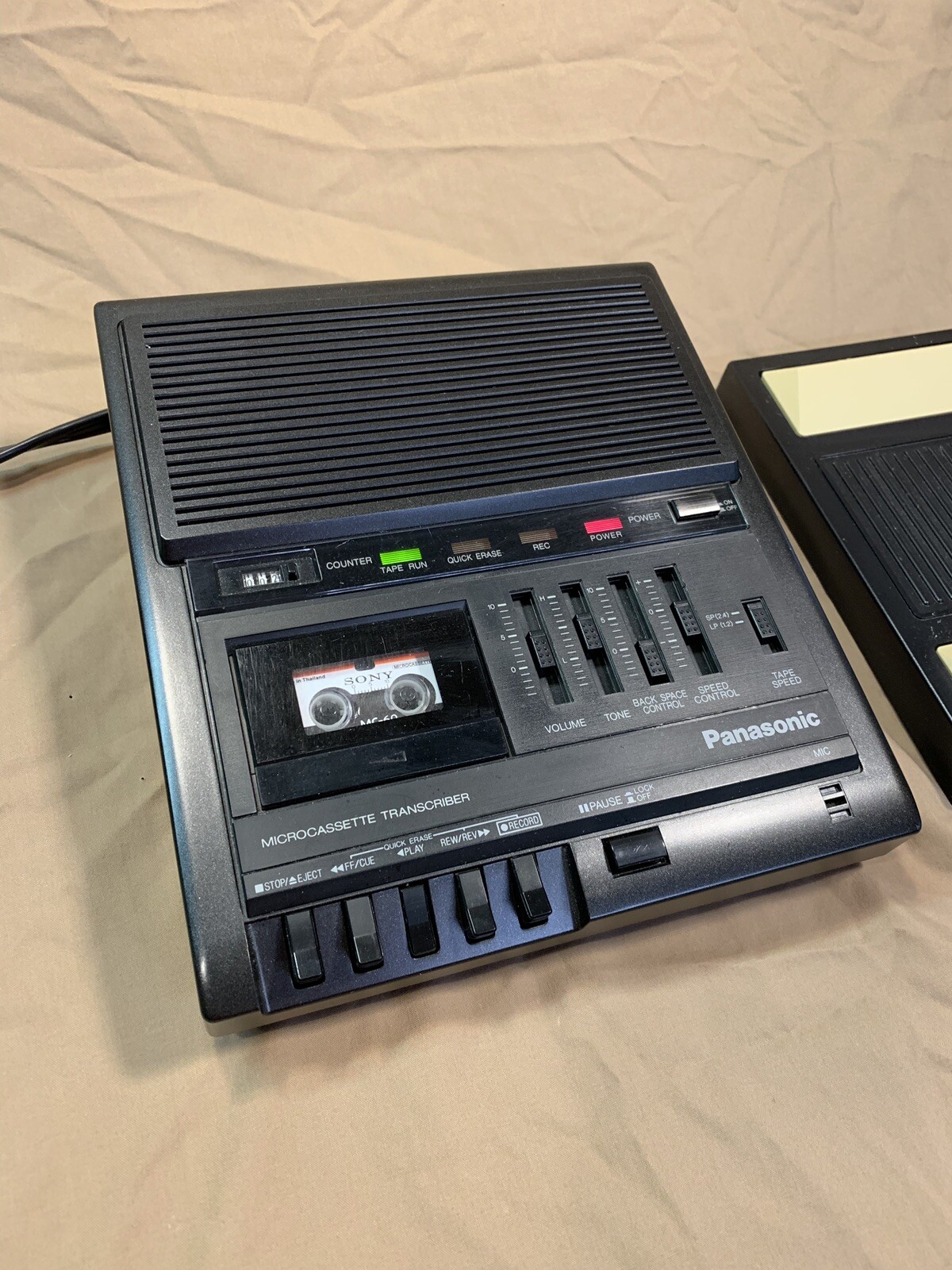 Panasonic RR-930 Microcassette Transcriber Recorder & RP-2692 Foot Pedal - Works