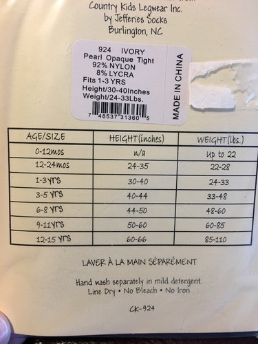 Country Kids Pearl Shimmer Tights Ivory Size 1 - 3 Years Pearl Opaque Tights