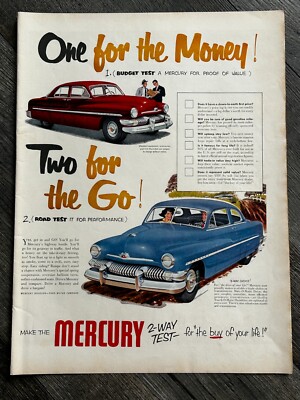 Vintage Car Ad 1950's Advertisement MERCURY Ford Motors Merc-O-Matic 1951 10x14