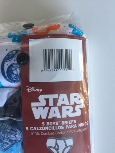 STAR WARS BOYS UNDERWEAR 5 PACK SIZE 6 BOYS UNDERWEAR BRIEFS MOVIE THEME NEW