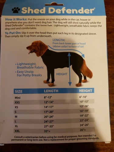 NEW Shed Defender Royal Blue Size X-large Contains Pet Hair, Reduce Anxiety...