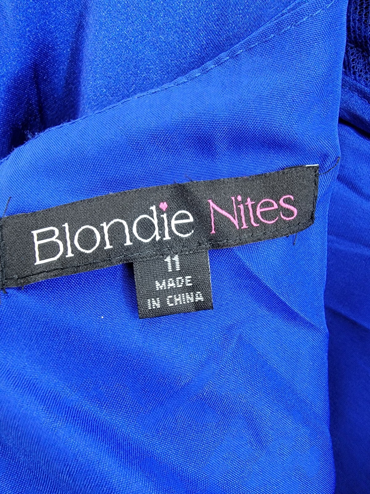 Blondie Nites Sequin-Bodice Sleeveless Gown Juniors' 11 Rotal Blue Lace Zip Back - Picture 12 of 16