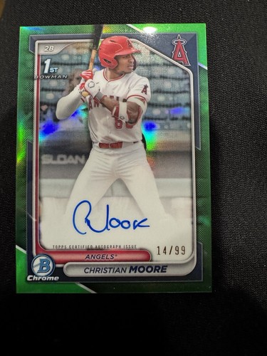 Topps - 直筆サインカード  Christian Moore 499枚限定 PSA 9 CHRISTIAN MOORE 2024 Bowman Draft True Green Refractor AUTO