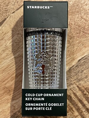 Starbucks Cold Cup Ornament Key/Chain 2023 SILVER Prism Tumbler Coffee NEW