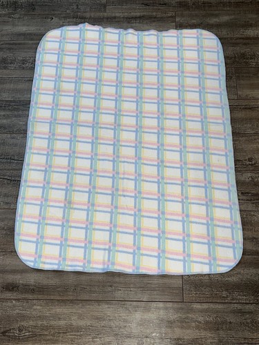 Fleece Cream Pink Ivory White Green Blue Vtg! Nursery