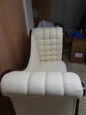 Vintage Empire Tall Back Loveseat With Mahogany Wood