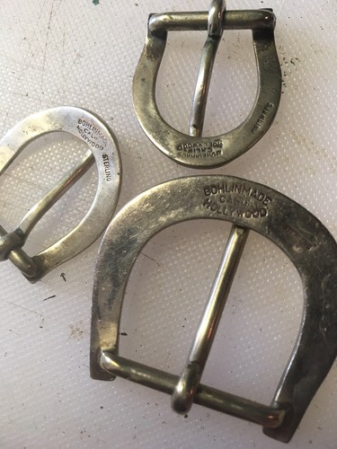 Edward H. Bohlin Sterling Silver 3 Buckles  for concho belt 2 shown