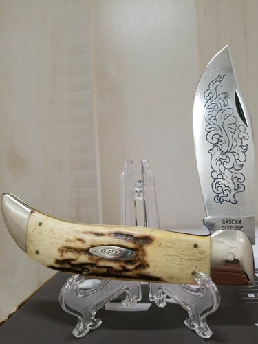 Case XX BLUE SCROLL 1977 5172 Bulldog Stag Handle