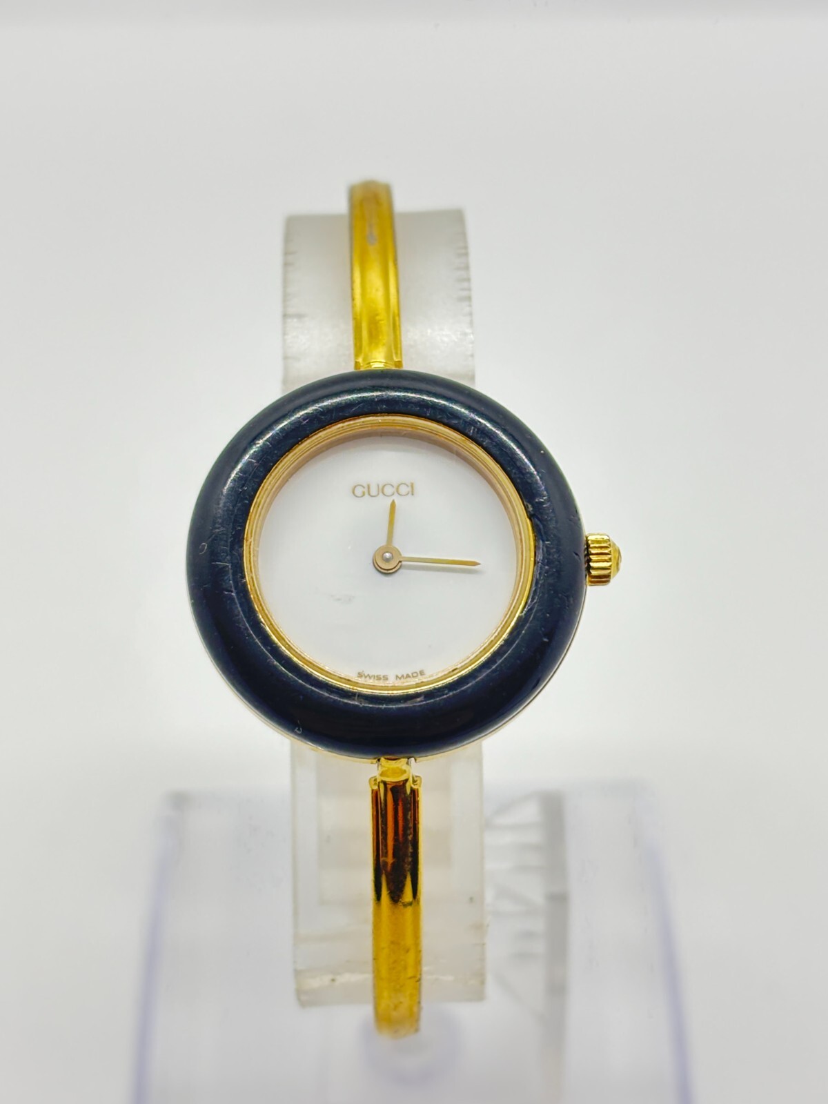 Exc+5] Gucci 11/12.2 Change Bezel Gold Vintage Watch Black Used