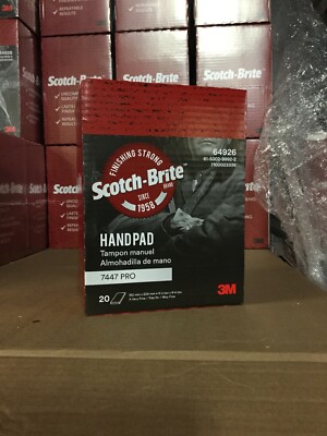 1 Box of 20 - 6'' x 9'' Scotch-Brite 7447 PRO Very Fine Hand Pads 64926 3M 07447