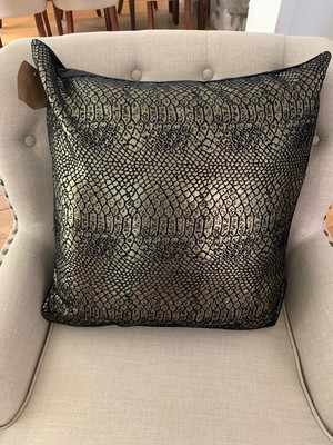 Black/ Gold Mock Croc Pillow Covers (2)