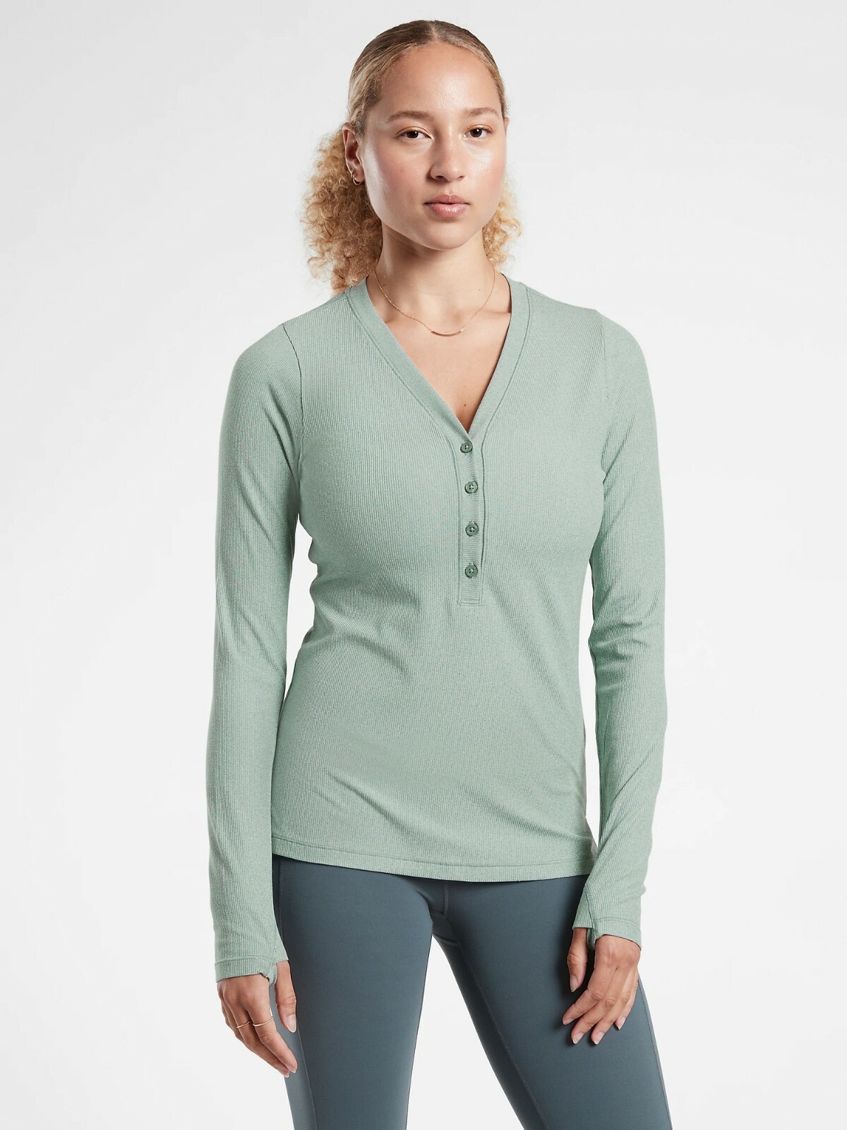 口コミ サイト 商品 Uptempo Athleta NWOT Ribbed Grey Minimalistic Top, Henley ウェア
