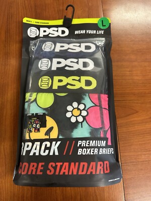 PSD 3 Pack Premium Boxer Briefs Core Standard Men's LARGE (36-38)