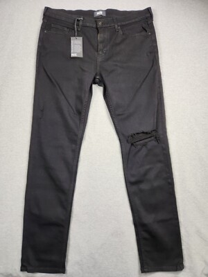 Nwt Paige Croft Transcend Skinny Black Shadow Destructed Denim Jeans, Mens: 38
