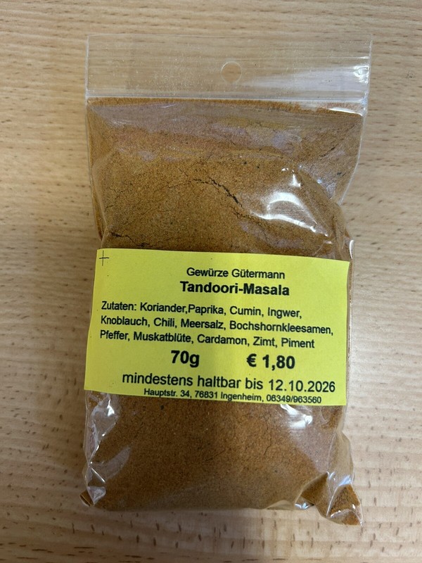 Tandoori-Masala Exclusiv 70g O. Glutamat - GewÃ¼Rze GÃ¼Termann (Kg 25,71â¬)