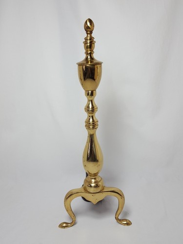 Vintage Solid Brass Federal Leg Fire Place Andirons Pair